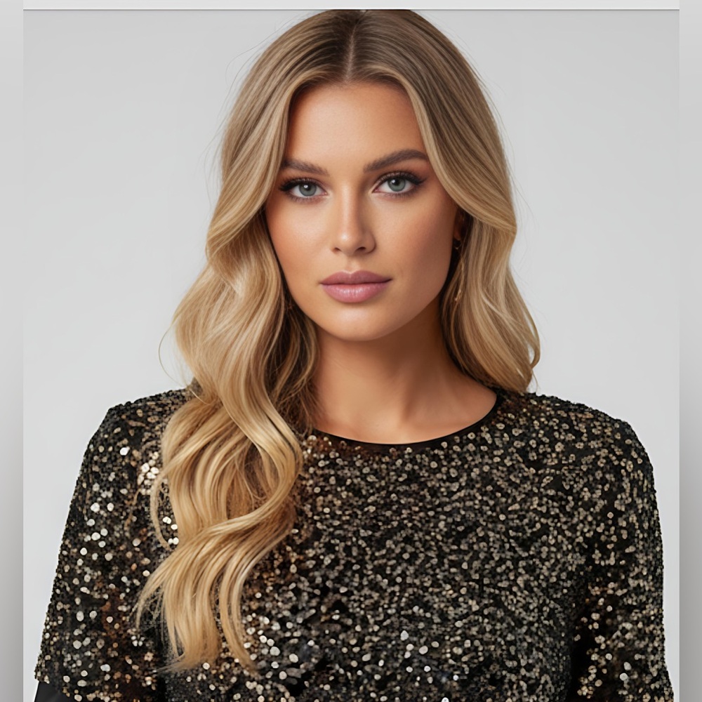 Bronze Tied Backless Sequin Dress - Picture 2 of 5